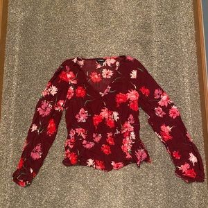 Express long sleeve, v neck, peplum top